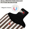 thumbnail image 3 of Haosy Dark Brown and White Striped Golf Mallet Putter Cover Strong Magnetic Leather Golf Club Headcover Closure, 3 of 7