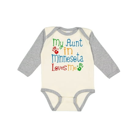 

Inktastic My Aunt in Minnesota Loves Me Gift Baby Boy or Baby Girl Long Sleeve Bodysuit