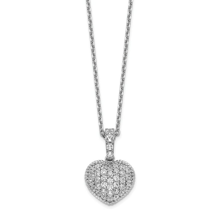 Sterling Silver Fancy CZ Open Heart 16 Sterling Silver Fancy CZ Open Heart 16