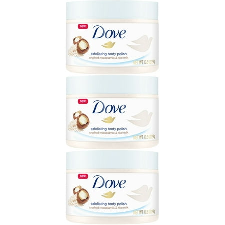 Dove Exfoliating Body Polish Crushed Macadamia & Rice Milk, 10.5 Ounce (Pack of 3)