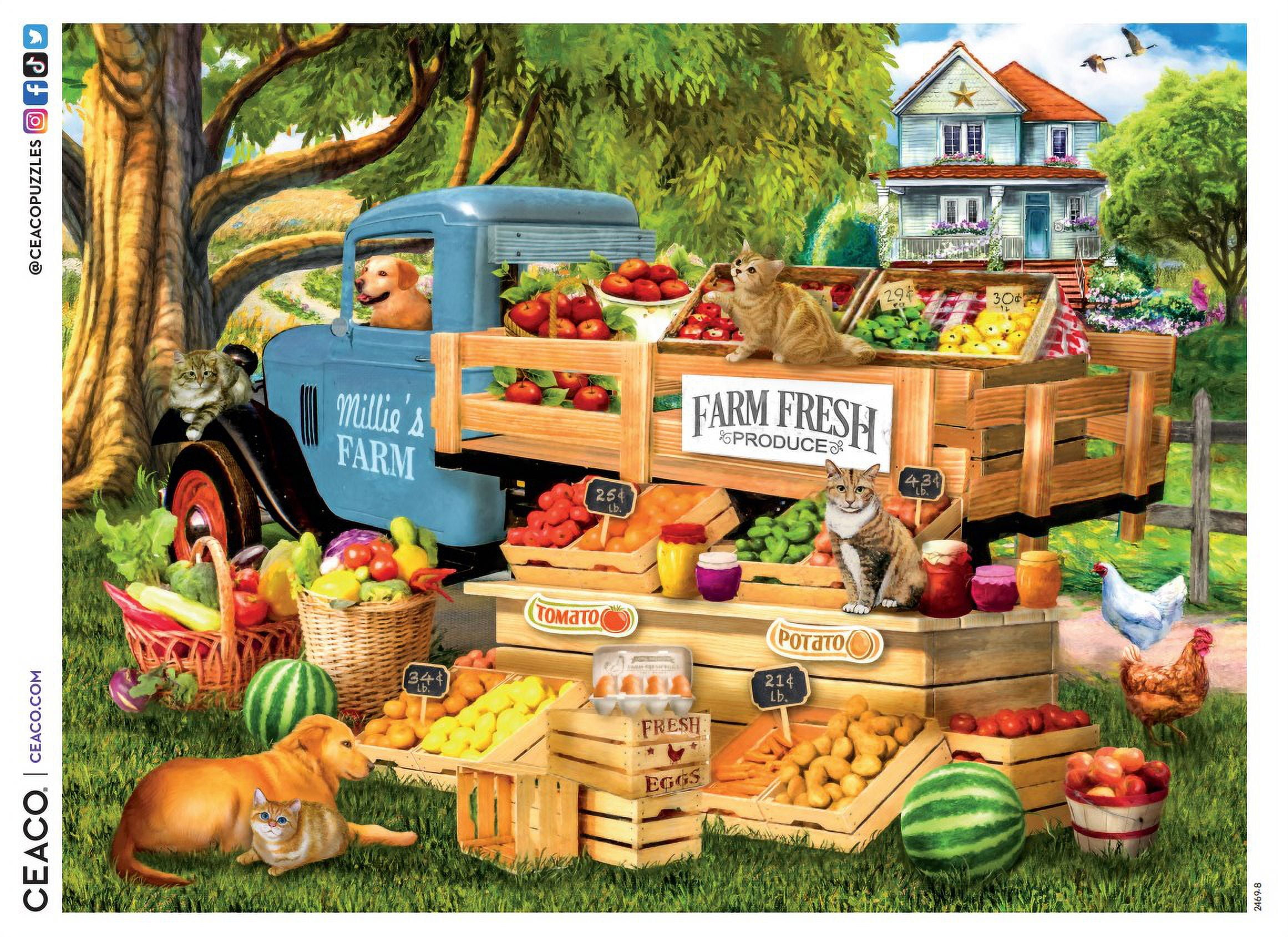 Ceaco 500 Piece Tom Wood Land of the Free Farm Fresh Interlocking Jigsaw Puzzle