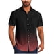 thumbnail image 2 of Blusa y camisa de manga corta con cuello vuelto para hombre, blusa informal de moda con cuello vuelto, estampado degradado, camisa de manga corta con botones, blusa de poliéster para hombre, 2 of 6