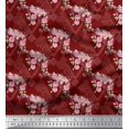 thumbnail image 1 of Soimoi Red Velvet Fabric Damask & Rose Floral Print Sewing Fabric Yard 58 Inch Wide, 1 of 3