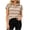 Khaki, variant on Women’s Blouse Lapel Collar Wave Geometric Print Rolled Cuff Short Sleeve Button Front Loose Fit Top Breathable Crinkle Textured Casual Shirt Trendy Boho Summer Tee