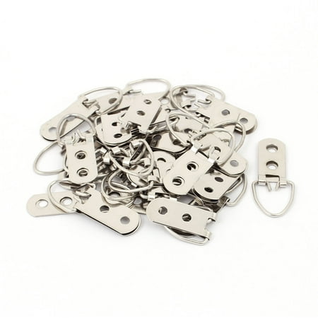 50mmx20mm 2 Holes D-Ring Picture Painting Frame Hanger Hook Silver Tone