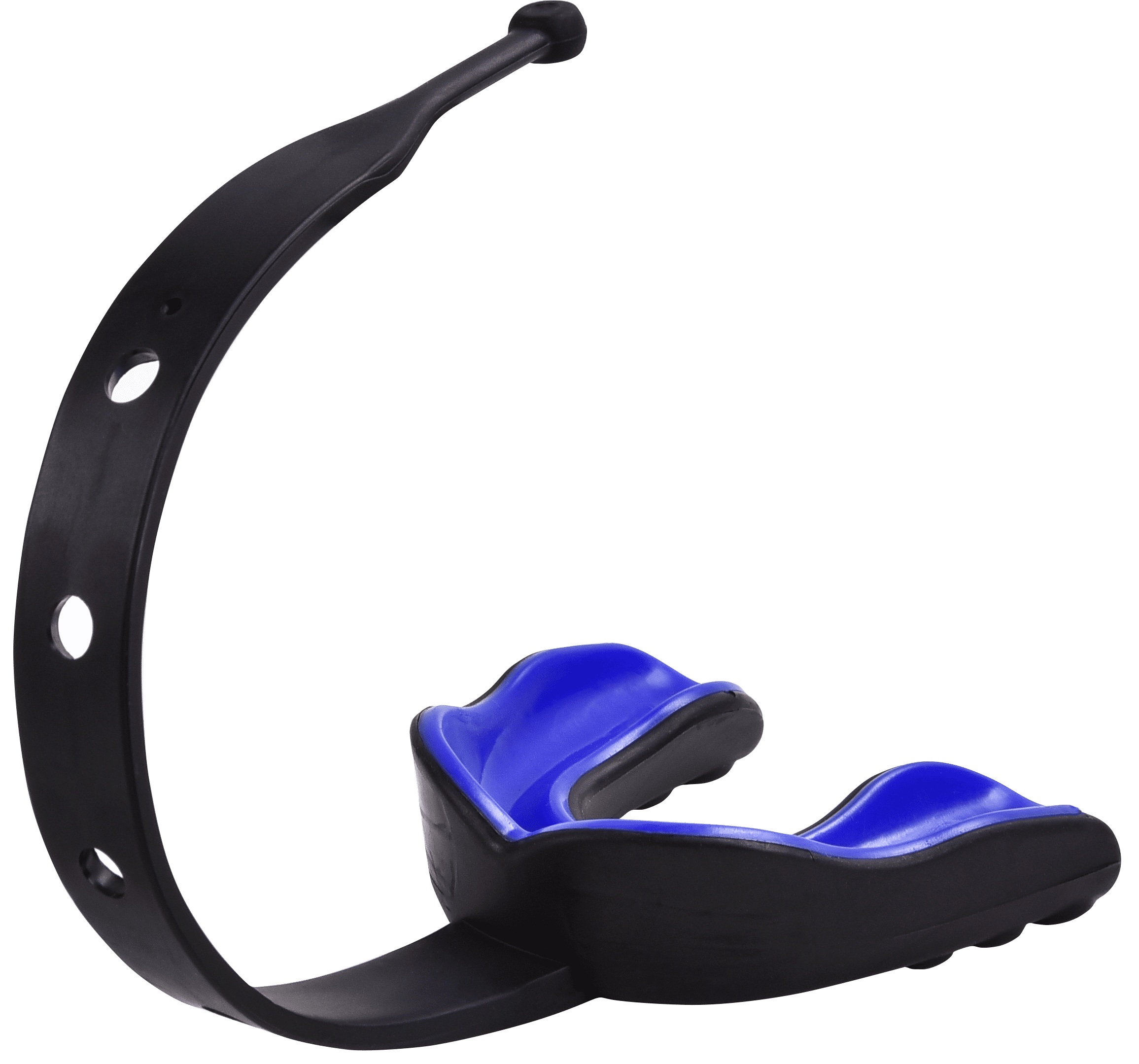 Oral Mart Strapped Mouth Guard (Black/Blue) (Ice Hockey/Football/Lacrosse) - Sports Mouthguard with Strap for Football, Hockey, Lacrosse, College Football (with Free Case)