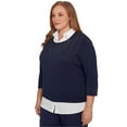 thumbnail image 3 of Alfred Dunner Womens Plus-Size Metallic Studded Textured Two In One Sweater, 3 of 4