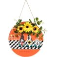 thumbnail image 1 of Round Wooden Welcome Sign Rustic Artificial Sunflower Fashion Hanging Porch Sign for Thanksgiving Day Rustic Artificial, 1 of 5