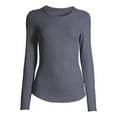 thumbnail image 2 of No Boundaries Ribbed Crewneck Tee with Long Sleeves, Women's, 2 of 6