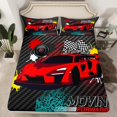 thumbnail image 7 of jejeloiu Red Race Car Twin Sheet Sets,Speed Moving Sport Twin Fitted Sheet,Modern Abstract Geometric Plaid Flat Sheet For Boys Teens,Ultra Soft Home Decor,3-Piece, 7 of 7
