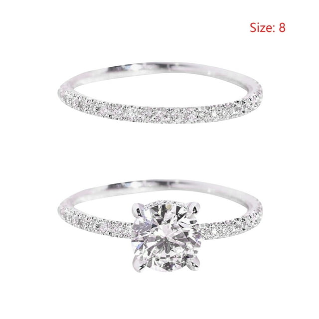 Bradem Rings Clearance! Micro Set with Diamonds Romantic Couple Ring Ring to Send Girlfriend Gift, Silver, 8 Lady Ring Clearance Sale, 1× Ring