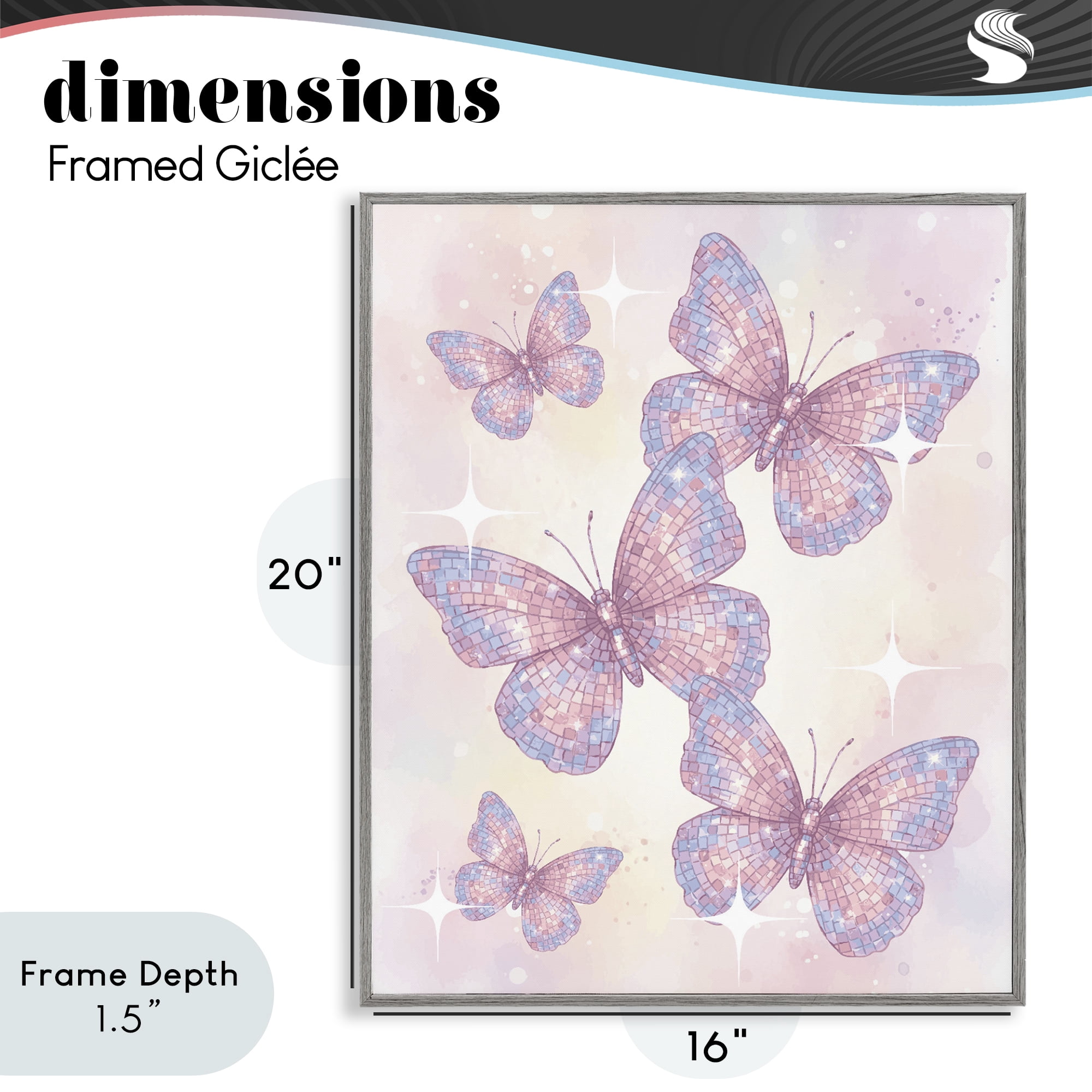 Stupell Industries Delicate Disco Butterfly Dance Gray Framed Giclee Art, design by Lil' Rue