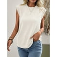 thumbnail image 6 of Womens Round Neck Solid Cap Sleeve Tee Summer Blouse For Women, 6 of 6
