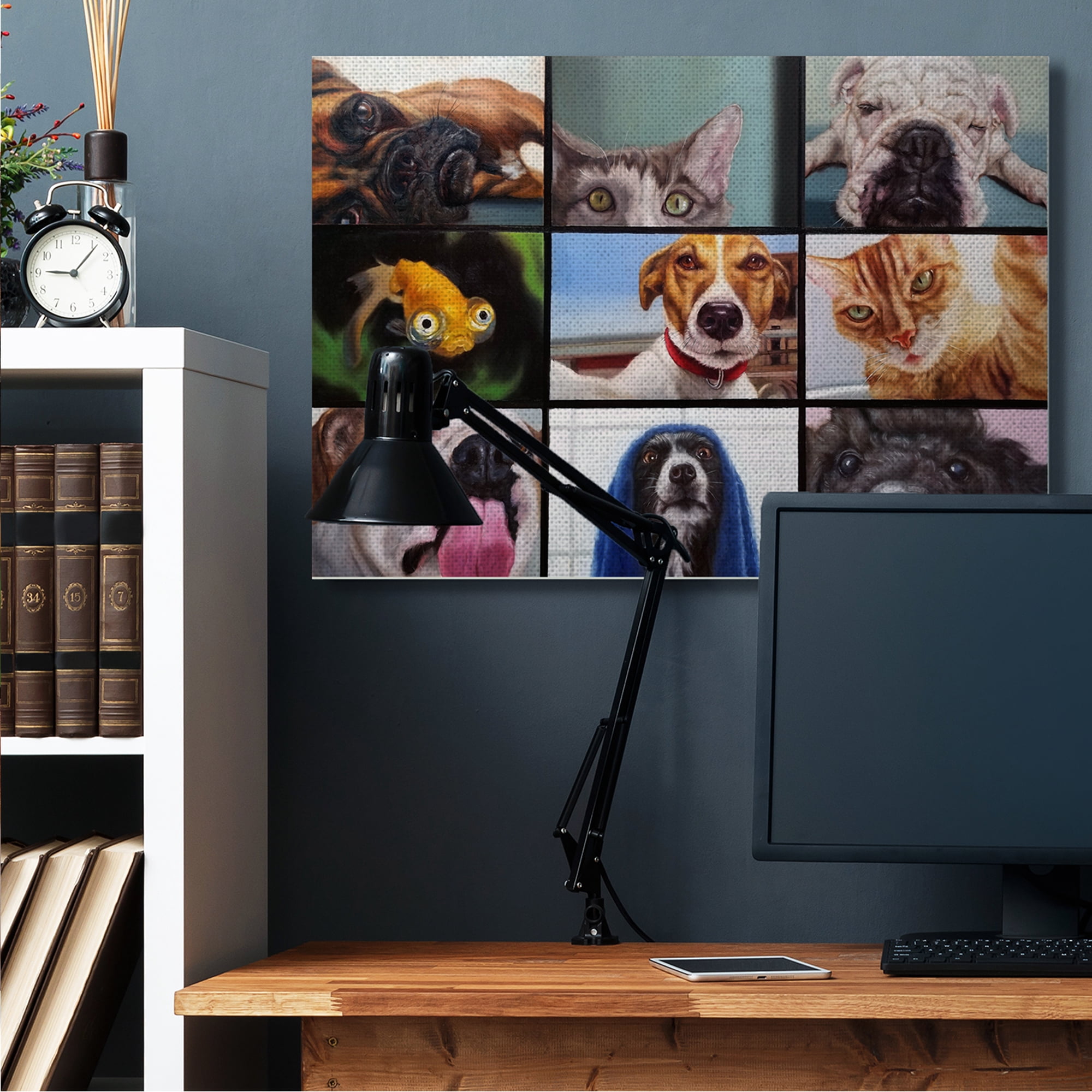 Stupell Industries Animal Video Chat Meeting Office Pet Humor Animals & Insects Painting Gallery Wrapped Canvas Art Print Wall Art, 36 x 48