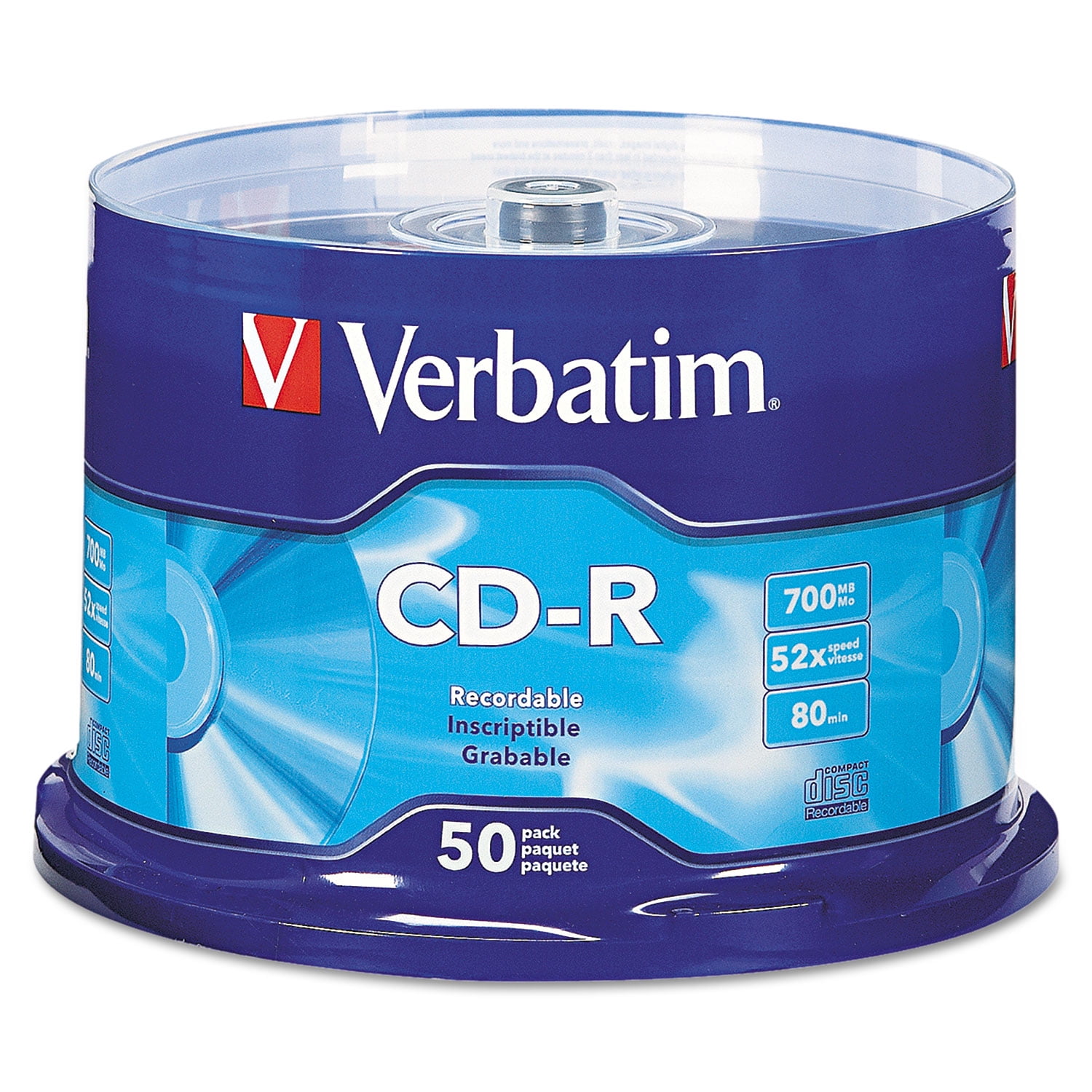 PlexDisc CD-R 700 MB, 100 Stück Silberne Blanko-CDs – 52x Geschwindigkeit, Für Musik & Daten