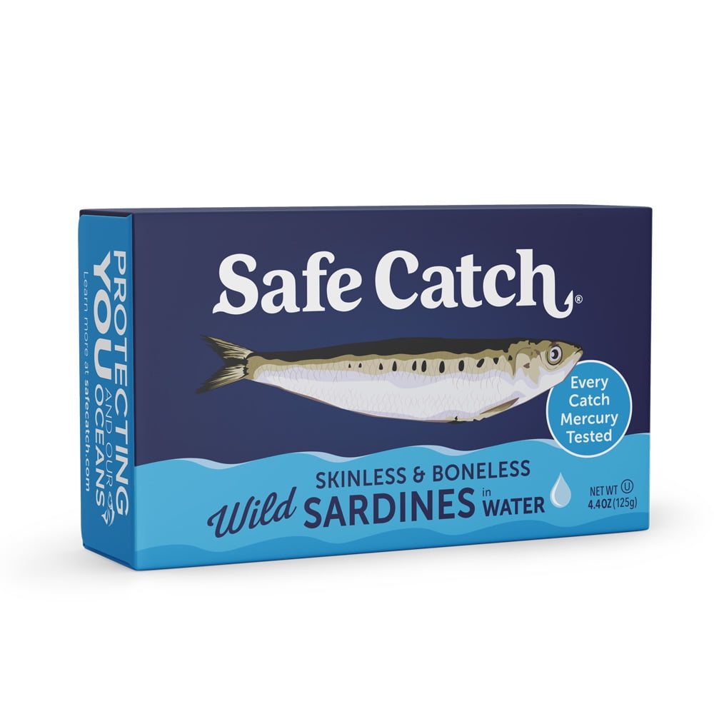 Safe Catch Wild Skinless & Boneless Sardines in Water, 4.4 oz – Mercury Tested, High-Protein Sardines