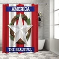 thumbnail image 3 of Shower Curtain America Star Wreath Shower Curtains for Bathroom Decor Wood Grain White and Red Stripes Shower Curtain Sets with Hooks Waterproof Fabric Bath Curtain Small Stall 36" X 72", 3 of 6
