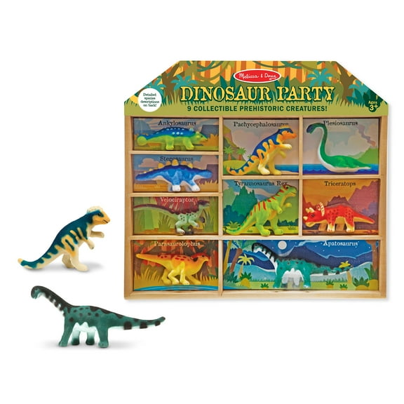 Melissa & Doug Dinosaur Party Play Set - 9 Collectible Miniature Dinosaurs in a Case