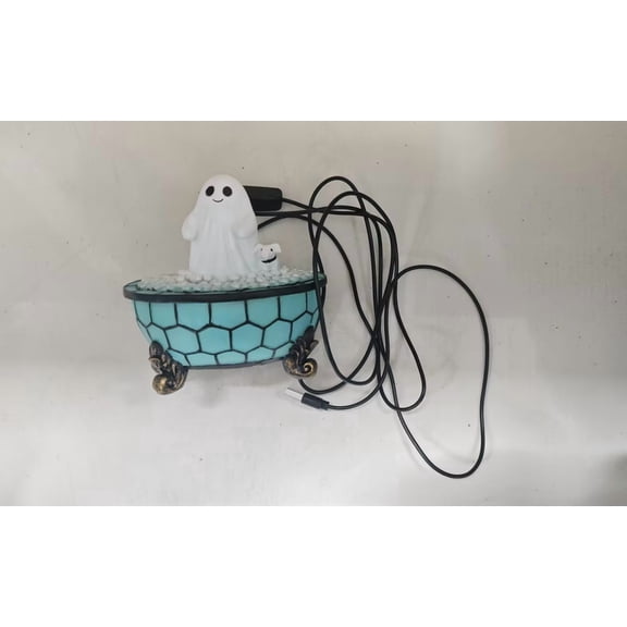 Halloween Night Light,Cute Ghost and Dog in Bathtub Tabletop Decor Lamp for Bedroom Desk Holiday Ornament