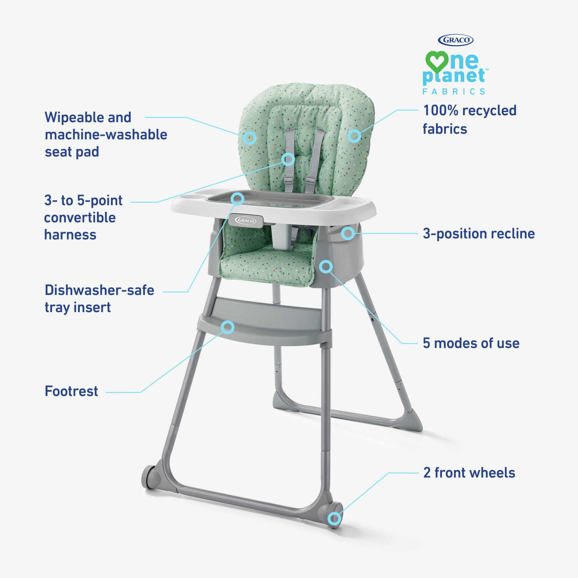 Graco Made2Grow 5-in-1 High Chair, Terrazo photo 6