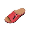 thumbnail image 2 of THDHVS Flat Sandals for Women,Women's Sandals,Women's Fashion Casual Summer Color Matching Thick Bottom Hollow Open Toe Wedge Heel Beach Sandals Red 8.5, 2 of 6