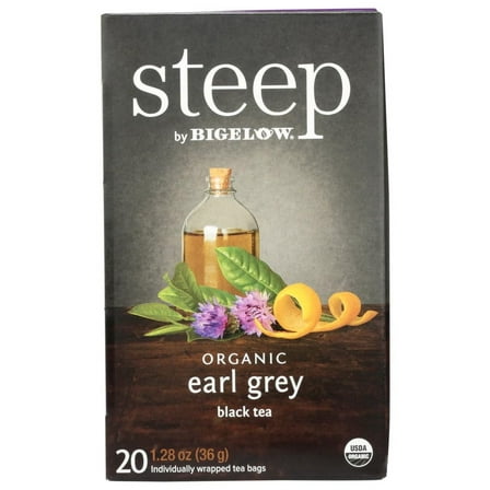 Pack of 2 - Steep By Bigelow Organic Earl Grey Black Tea Bags, 20 Count Box Caffeinated Black Tea