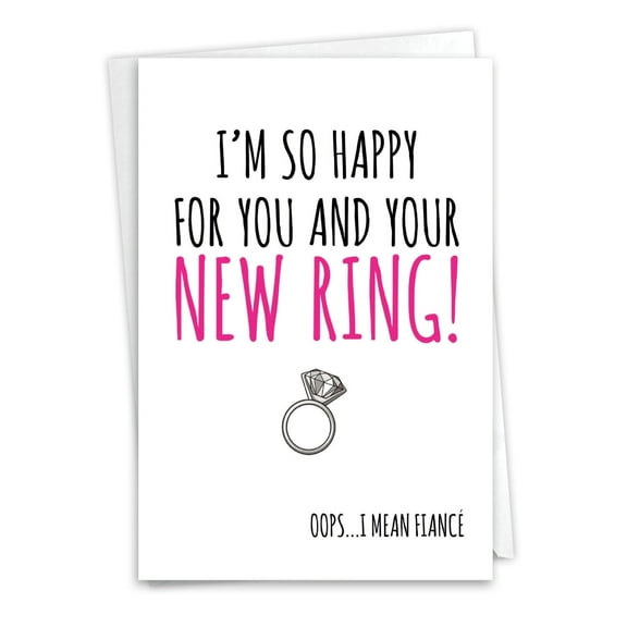NobleWorks Funny Engagement Greeting Card with 5 x 7 Inch Envelope (1 Card) New Ring C10088ENG