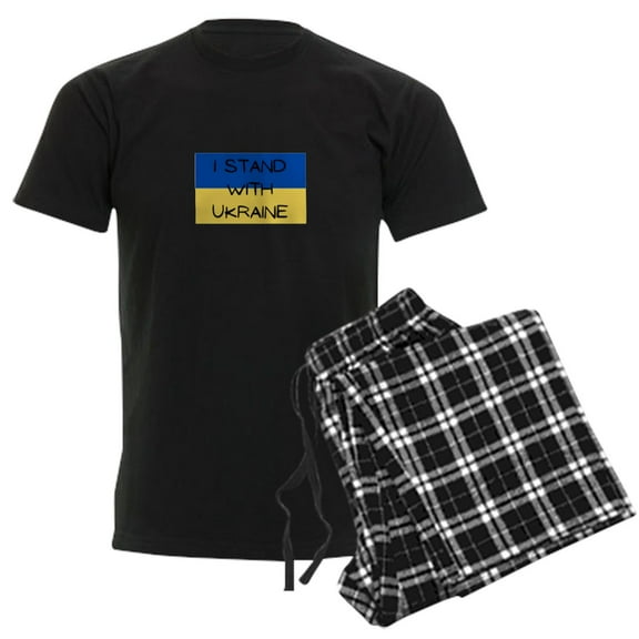 CafePress - I Stand With Ukraine Pajamas - Men's Dark Loose Fit Cotton Pajama Set
