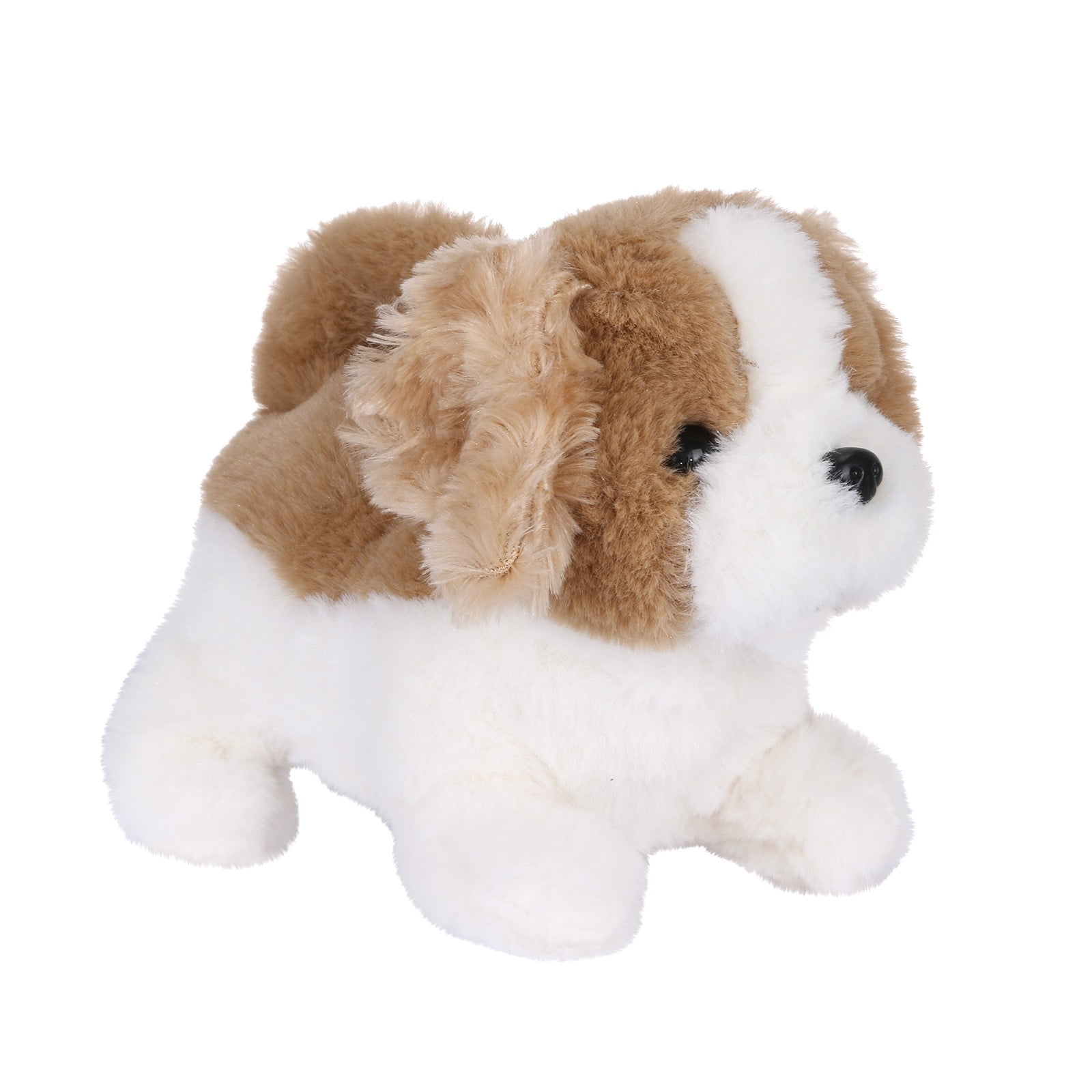 Electric plush doll toys called the walking smart robot dog white-brown terrier 