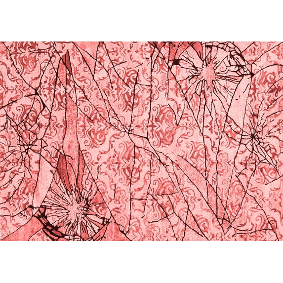 Ahgly Company Indoor Rectangle Abstract Red Contemporary Area Rugs, 8' x 10'
