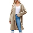 thumbnail image 4 of hoksml Women's Long Knit Cardigan Solid Color Lapel Collar Long Sleeve Open Front Sweater Coat Warm Duster Jackets for Fall Winter, 4 of 8