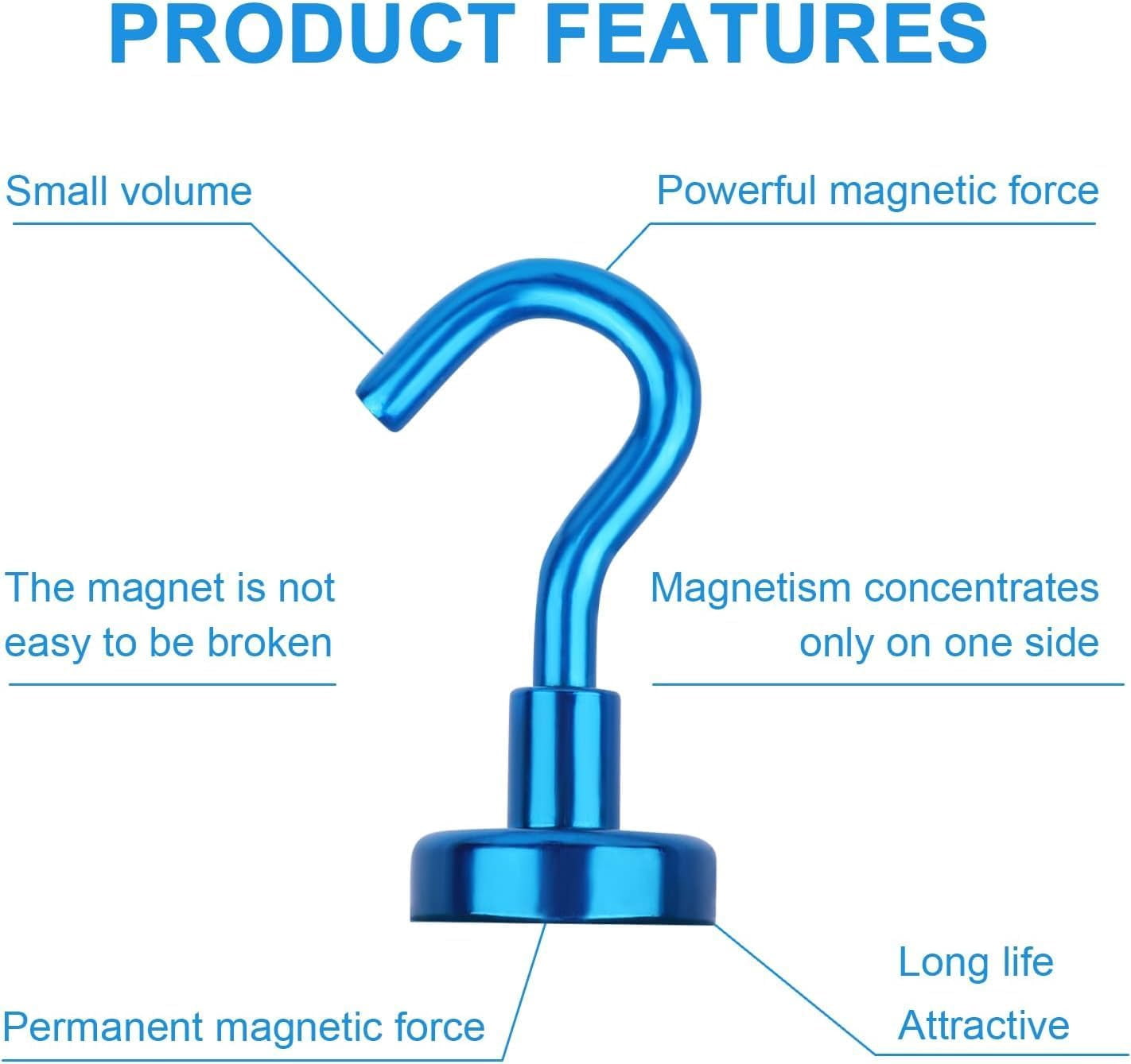 AllWays Plaza Magnetic Hooks, 30Lbs Strong Heavy Duty Cruise Magnet S-Hooks for Classroom, Fridge, Hanging, Cabins, Grill, Kitchen, Garage, Workplace and Office Etc, (20 Pack-Blue)