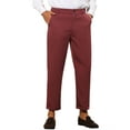 thumbnail image 4 of INSPIRE CHIC Men's Casual Solid Color Flat Front Cropped Ankle-Length Dress Pants Burgundy 28, 4 of 6