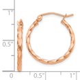 thumbnail image 4 of Real 14kt Rose Gold Twisted Hoop Earrings; for Adults and Teens; for Women and Men, 4 of 4
