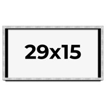 29x15 Frame Brushed Silver Solid Wood Picture Frame | 0.75 Inch Moulding Width | Rabbet Depth 0.75