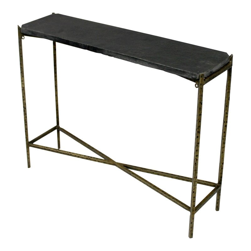 Moti Venice 32 Small Modern Metal Stone Kirby Console Table In Old Gold Com Modern Metal Stone Kirby Console Table, Small Stone Top Console Table