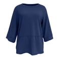 thumbnail image 6 of XDIAHBPL Womens Tops T Shirts For Women Casual Fashion Blue Summer Crewneck Batwing Half Sleeve Tee Loose Basic, 6 of 6