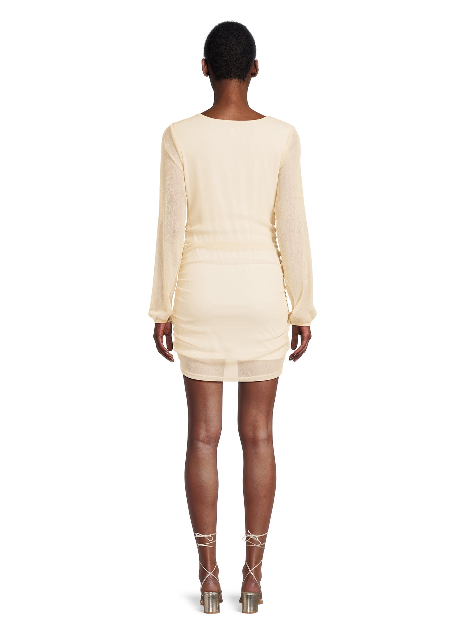 Liv & Lottie Juniors Glitter Ruched Dress with Plunge Neck