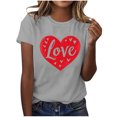 thumbnail image 4 of GaThRRgYP Womens Tops Short Sleeve Casual,Ladies' Valentine's Day Printed Round Neck Short Sleeved T-shirt Loose Casual Top Gray M, 4 of 5