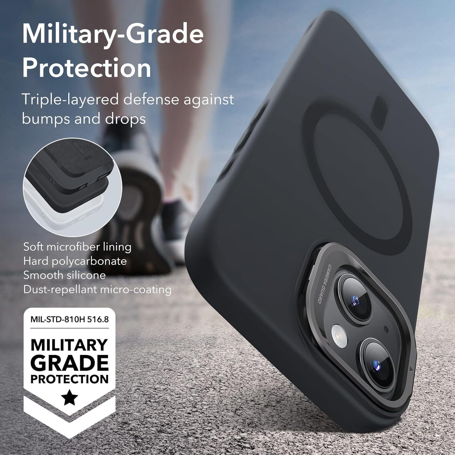 ESR Cloud Silicone MagSafe Case for IPhone 15 Plus with HaloLock, Military-Grade Protection, Black