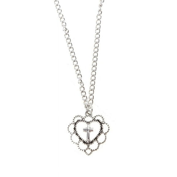 XISAOK Womens Filigree Heart Pendant Necklace with for Cross Charm Gothic Punk Style