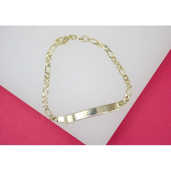 Gold Filled 3mm Figaro Bracelet With Plate