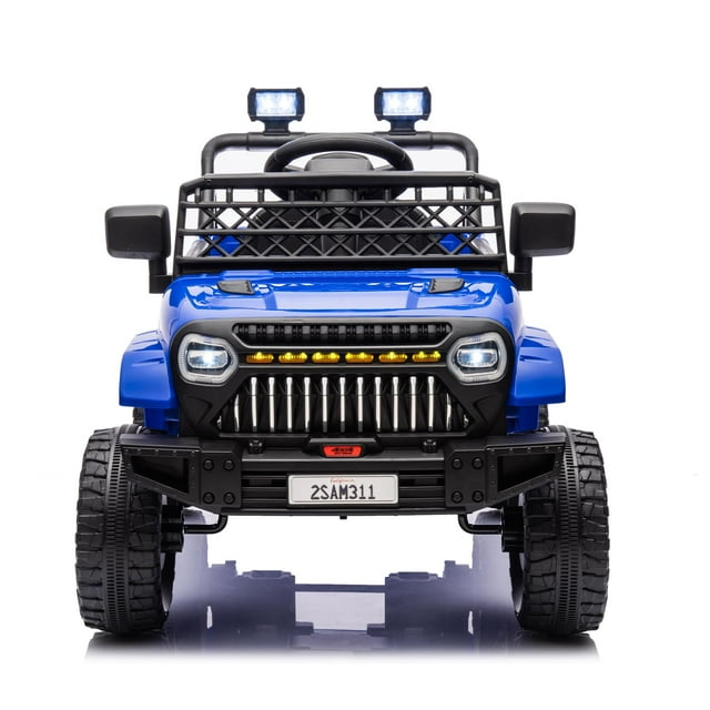 Yiwa 12V Battery Powered Kids Ride On Truck, Electric Car with Remote Control, Spring Suspension, LED Lights, Battery Display, Music, for Boys and Girls