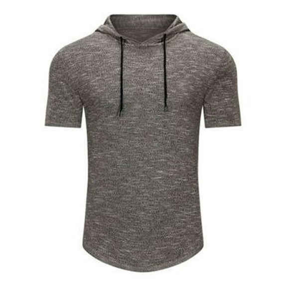 Men's Short Sleeve Hoodies Polyester Hooded T-Shirts Light Sweatshirts Hoodies Pullovers