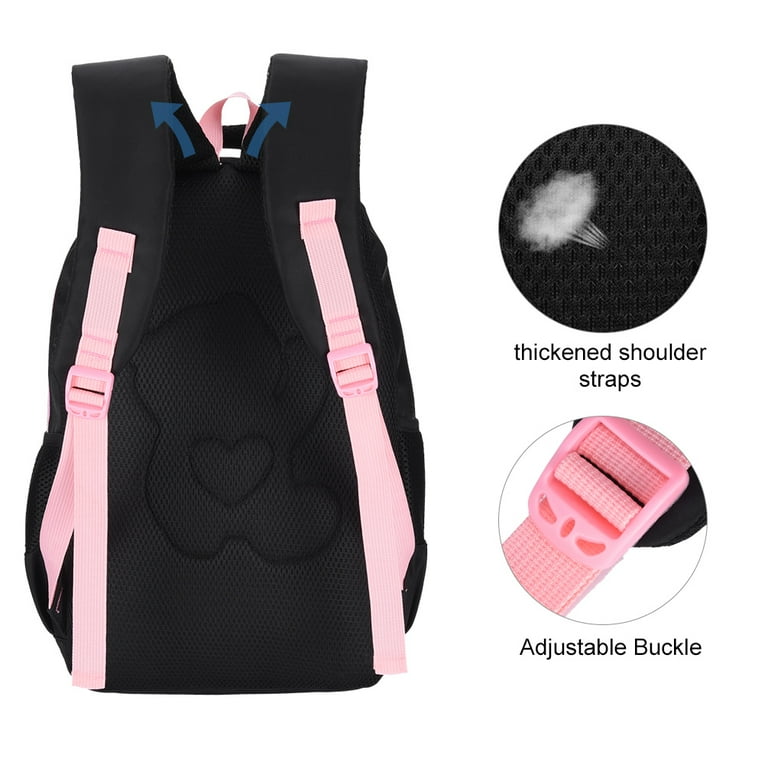Boys Girls Backpack for Kids Elementary Middle Bookbag School Bag with Shoulder Bag and Pencil Pouch for Children Black