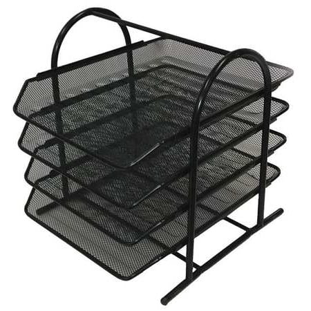 BUDDY PRODUCTS ZD018-4 Letter Tray, 4 Compartments, Black