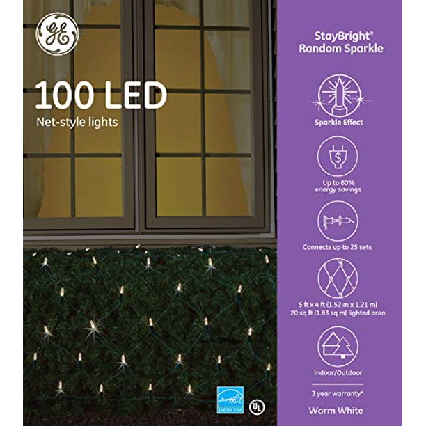 GE StayBright Random Sparkle 100 LED NetStyle Lights Warm White