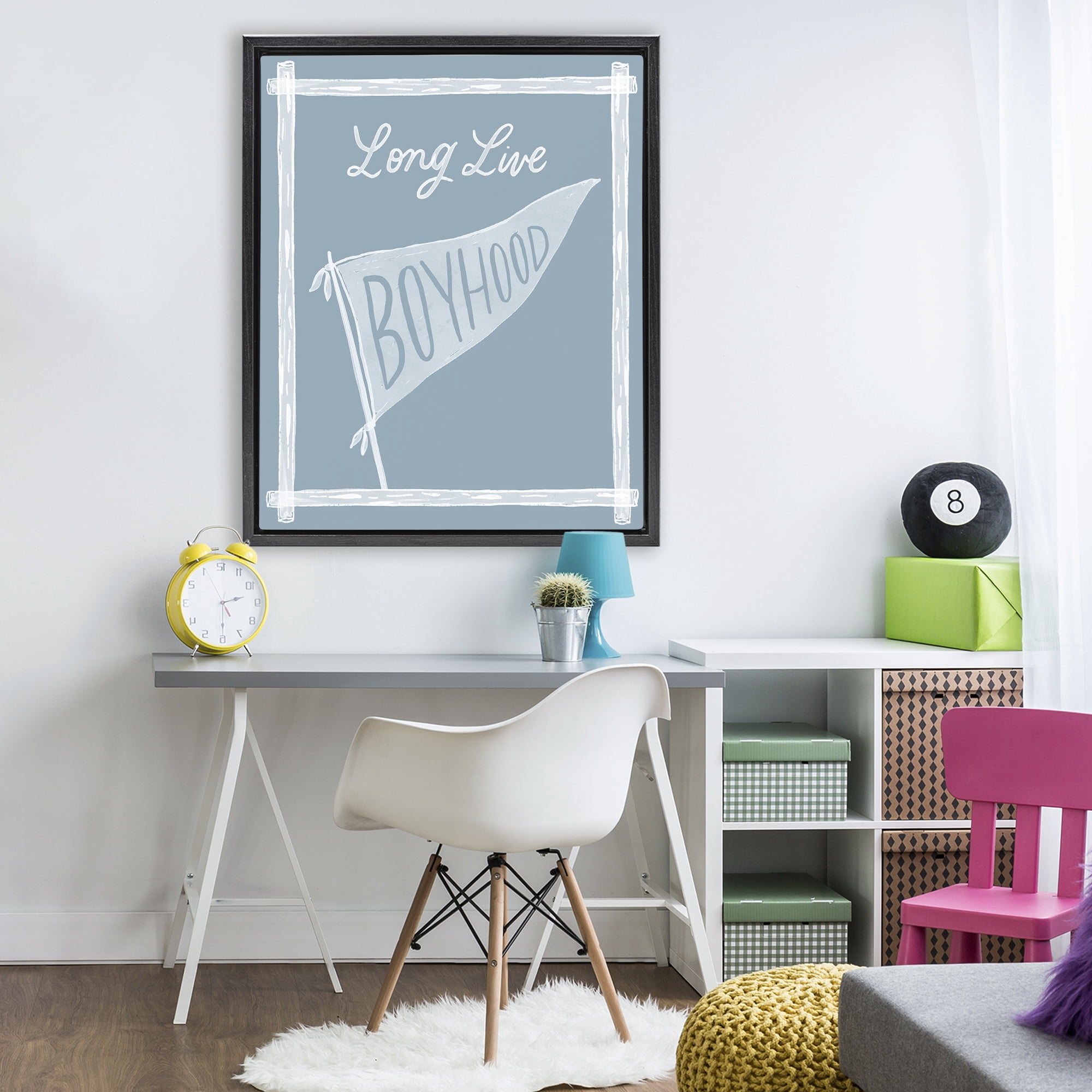 Stupell Industries Long Live Boyhood with Border Black Framed Floater Canvas Wall Art, design by Cherrywood Lane
