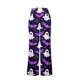 thumbnail image 6 of Halloween Pumpkin & Spider Print Wide Leg Pants for Women, 1-Pc Drawstring Loose Palazzo Trousers — Soft Breathable Lounge Bottoms & Halloween Pajama Pants Multicolor L, 6 of 6