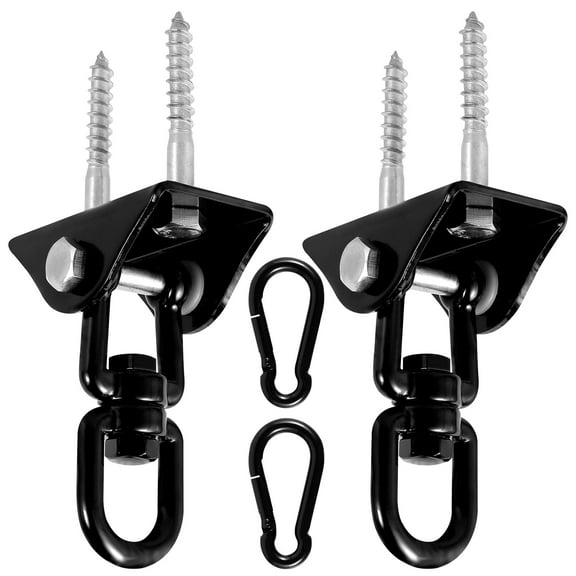 NUAHRHY 2pcs Swing Hangers Heavy Duty 1000lb Hooks 304 Stainless Steel Hardware 360°Swivel Hammock Hook set Indoor Outdoor for Yoga Hammock Porch Black